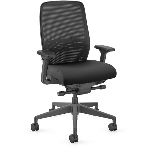 HON Nucleus Task Chair KD - Black Seat Color - Fabric Seat Material - Black Back Color - Black Frame Color - Armrest - 1 Each