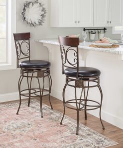 Powell Big & Tall Scroll Bar Stool, Brown/Bronze 2