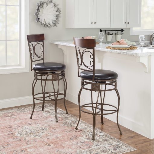 Powell Big & Tall Scroll Bar Stool, Brown/Bronze - Image 2