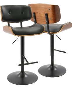 LumiSource Lombardi Bar Stool, Black/Walnut