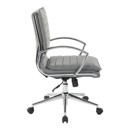 Office Star™ Pro-Line II™ SPX Bonded Leather Mid-Back Chair, Charcoal/Chrome - Image 2