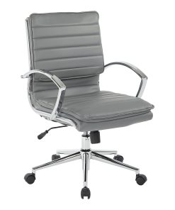 Office Star™ Pro-Line II™ SPX Bonded Leather Mid-Back Chair, Charcoal/Chrome