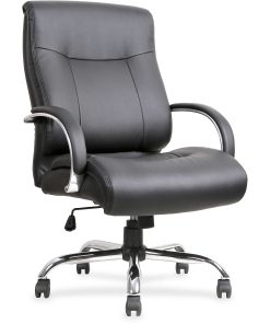 Lorell® Big & Tall Deluxe Faux Leather Mid-Back Chair, Black 2
