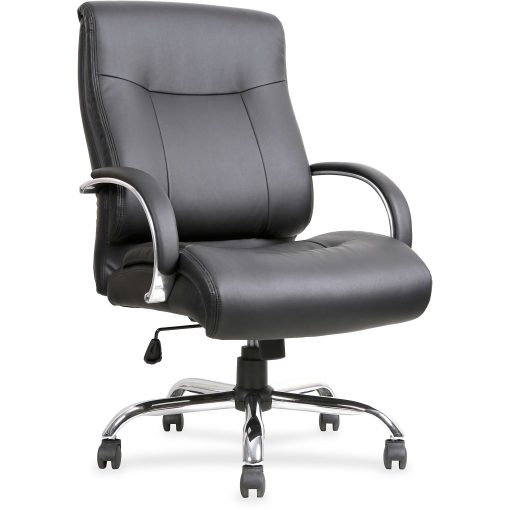 Lorell® Big & Tall Deluxe Faux Leather Mid-Back Chair, Black - Image 2