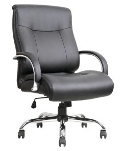 Lorell® Big & Tall Deluxe Faux Leather Mid-Back Chair, Black