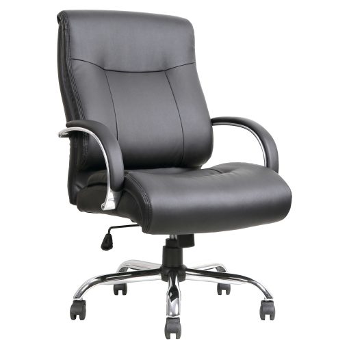 Lorell® Big & Tall Deluxe Faux Leather Mid-Back Chair, Black