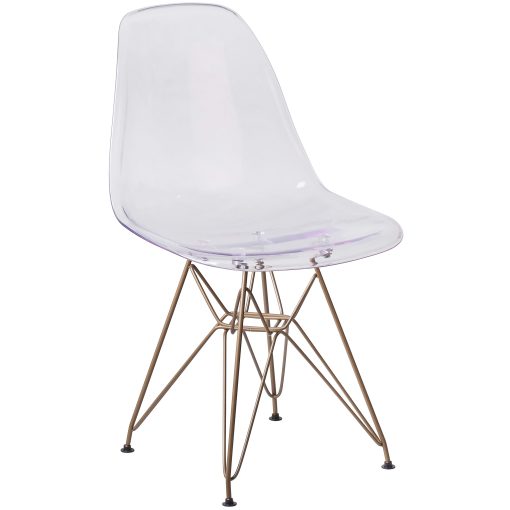 Flash Furniture Elon Series Polycarbonate Ghost Side Chair, Clear/Gold - Image 2