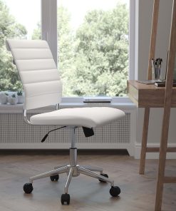 Flash Furniture Hansel LeatherSoft™ Faux Leather Mid-Back Executive Office Chair, White