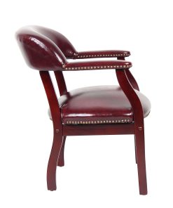 Boss Office Products Traditional Tufted Conference Chair, Oxblood/Mahogany 2