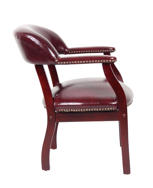 Boss Office Products Traditional Tufted Conference Chair, Oxblood/Mahogany - Image 2