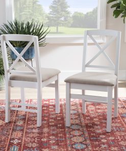 Linon Thames X-Back Dining Chairs, White/Beige, Set Of 2 Chairs 2