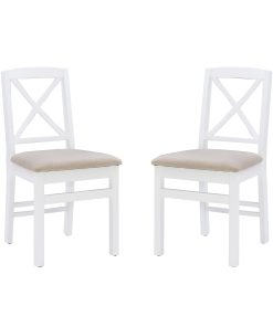 Linon Thames X-Back Dining Chairs, White/Beige, Set Of 2 Chairs