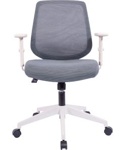 LYS Mid-Back Task Chair – Fabric Seat – Mid Back – 5-star Base – Gray – Armrest – 1 Each 2