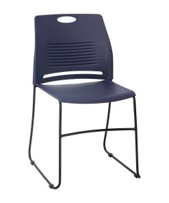 Flash Furniture HERCULES Commercial Grade 660-lb Capacity Plastic Stack Chair With Carrying Handle, Navy/Black 2