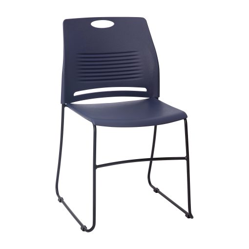 Flash Furniture HERCULES Commercial Grade 660-lb Capacity Plastic Stack Chair With Carrying Handle, Navy/Black - Image 2