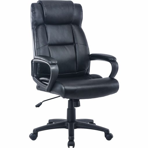 Lorell® SOHO Ergonomic Bonded Leather High-Back Executive Chair, Black - Image 2