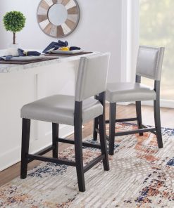Linon Walton Faux Leather Counter Stool, Dove Gray/Black 2