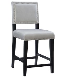 Linon Walton Faux Leather Counter Stool, Dove Gray/Black