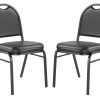 National Public Seating Dome-Back Padded Vinyl Seat, Stacking Banquet Chair, 16" Seat Width, Black Seat/Black Frame, Quantity: 2