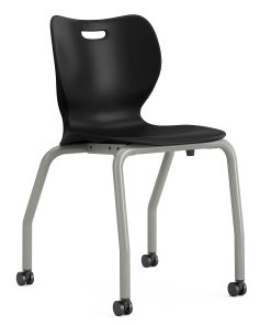 HON SmartLink 4-Leg Plastic Stackable Chairs, Onyx/Platinum, Set Of 4 Chairs, HONSS4L18BCONPL