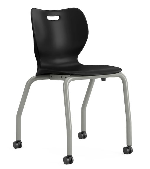 HON SmartLink 4-Leg Plastic Stackable Chairs, Onyx/Platinum, Set Of 4 Chairs, HONSS4L18BCONPL