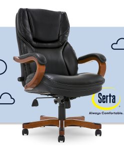 Serta® Conway Big & Tall Bonded Leather High-Back Office Chair, Black/Dark Redwood 2