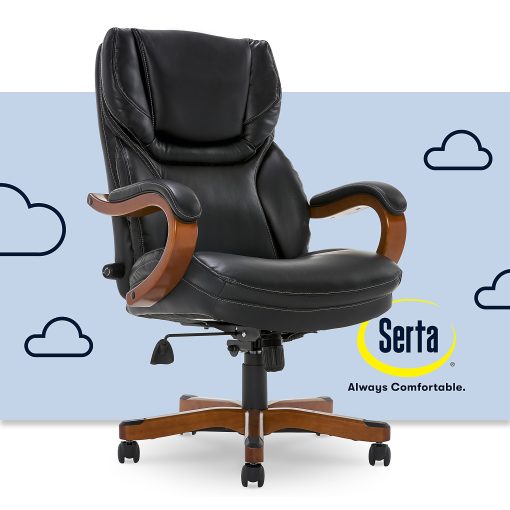 Serta® Conway Big & Tall Bonded Leather High-Back Office Chair, Black/Dark Redwood - Image 2