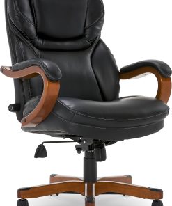 Serta® Conway Big & Tall Bonded Leather High-Back Office Chair, Black/Dark Redwood