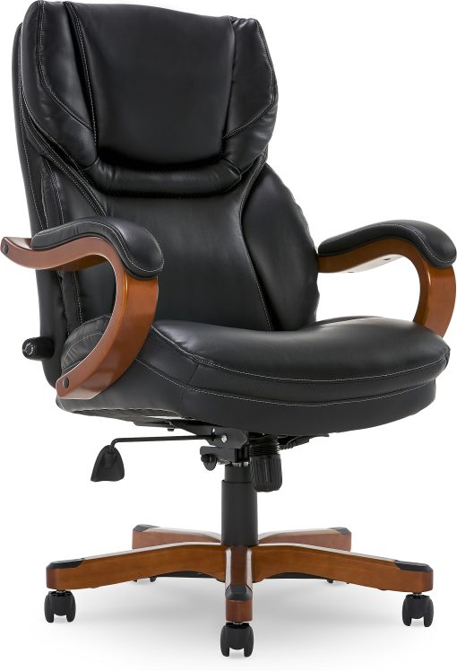 Serta® Conway Big & Tall Bonded Leather High-Back Office Chair, Black/Dark Redwood