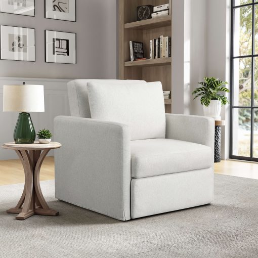 Serta Berkeley Fabric Convertible Guest Chair, Cream