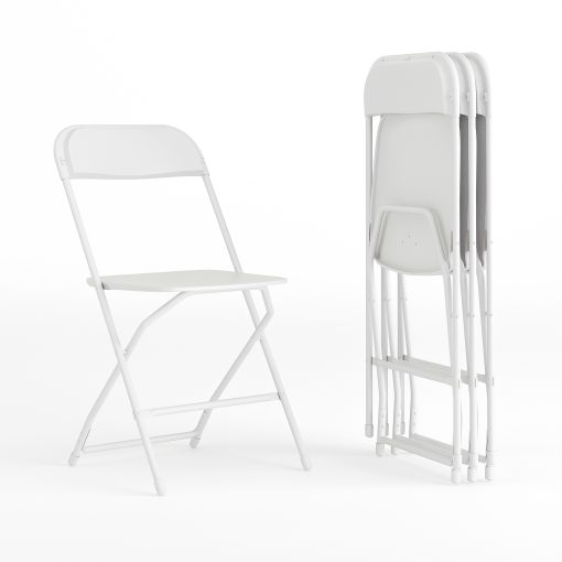 Flash Furniture Hercules Series Folding Chairs, White, Pack Of 4 Chairs - Image 2