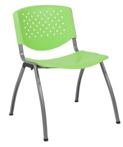 Flash Furniture HERCULES Series Plastic Stack Chair With Titanium Frame, Green/Gray 2