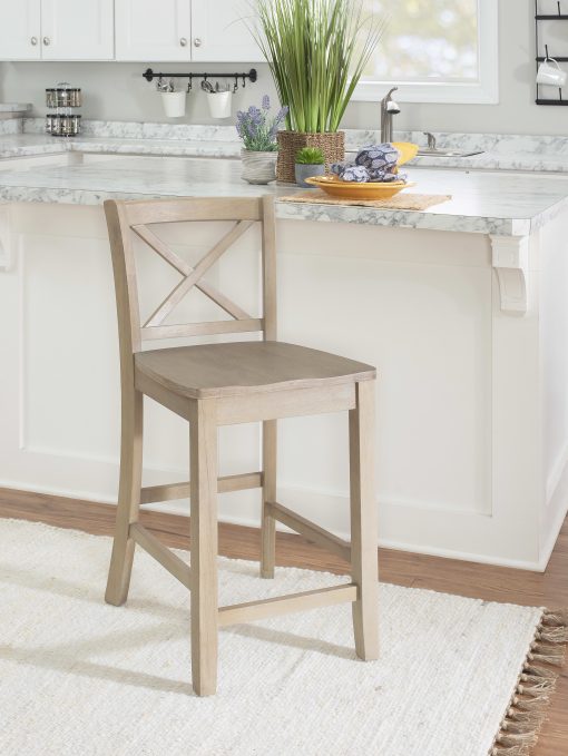 Linon Thames X-Back Counter Stool, Graywash - Image 2