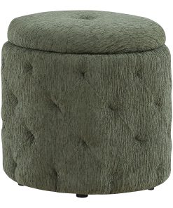 Office Star Erindale Round Storage Ottoman, 18”H x 18-1/2”W x 18-1/2”D, Pine