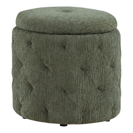 Office Star Erindale Round Storage Ottoman, 18”H x 18-1/2”W x 18-1/2”D, Pine