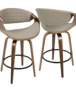 LumiSource Symphony Counter Stools, Walnut/Gray, Set Of 2 Stools 2