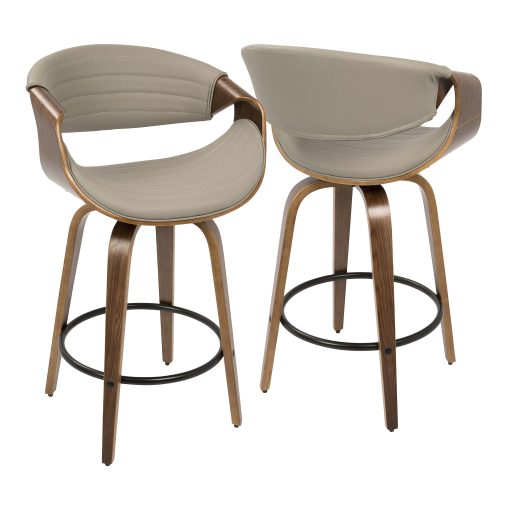 LumiSource Symphony Counter Stools, Walnut/Gray, Set Of 2 Stools - Image 2