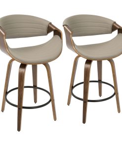 LumiSource Symphony Counter Stools, Walnut/Gray, Set Of 2 Stools