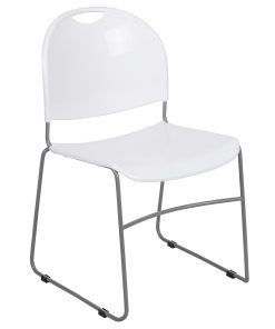 Flash Furniture HERCULES Plastic Ultra-Compact Stack Chair, White/Silver 2