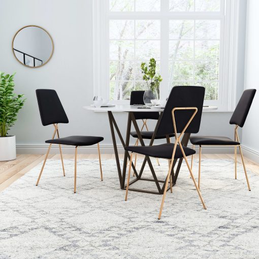 Zuo Chloe Dining Accent Chairs, Black/Gold, Set Of 2 Chairs