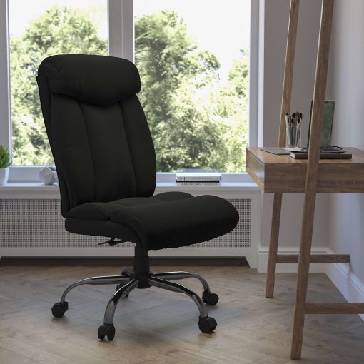 Flash Furniture Hercules Big And Tall High-Back Ergonomic Office Chair With Full Headrest And Chrome Base, Black Fabric - Image 2