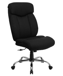 Flash Furniture Hercules Big And Tall High-Back Ergonomic Office Chair With Full Headrest And Chrome Base, Black Fabric