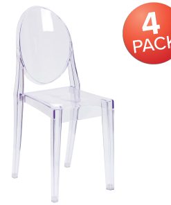 Flash Furniture Phantom Series Transparent Stacking Side Chairs, Clear, Set Of 4 Chairs 2