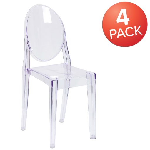 Flash Furniture Phantom Series Transparent Stacking Side Chairs, Clear, Set Of 4 Chairs - Image 2