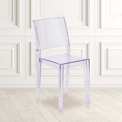 Flash Furniture Phantom Series Transparent Stacking Side Chairs, Clear, Set Of 4 Chairs