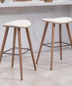 Glamour Home Beatriz Fabric Barstools, Beige/Brown, Set Of 2 Barstools 2