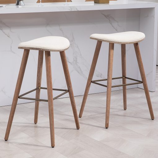 Glamour Home Beatriz Fabric Barstools, Beige/Brown, Set Of 2 Barstools - Image 2