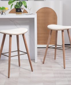 Glamour Home Beatriz Fabric Barstools, Beige/Brown, Set Of 2 Barstools