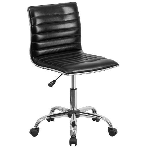 Flash Furniture Vinyl Low-Back Swivel Armless Task Chair, Black/Gray - Image 2