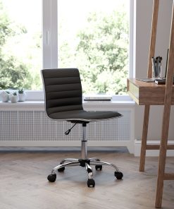 Flash Furniture Vinyl Low-Back Swivel Armless Task Chair, Black/Gray